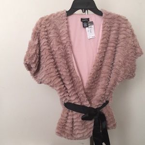 Classic Pink Faux Fur Mini Kimono